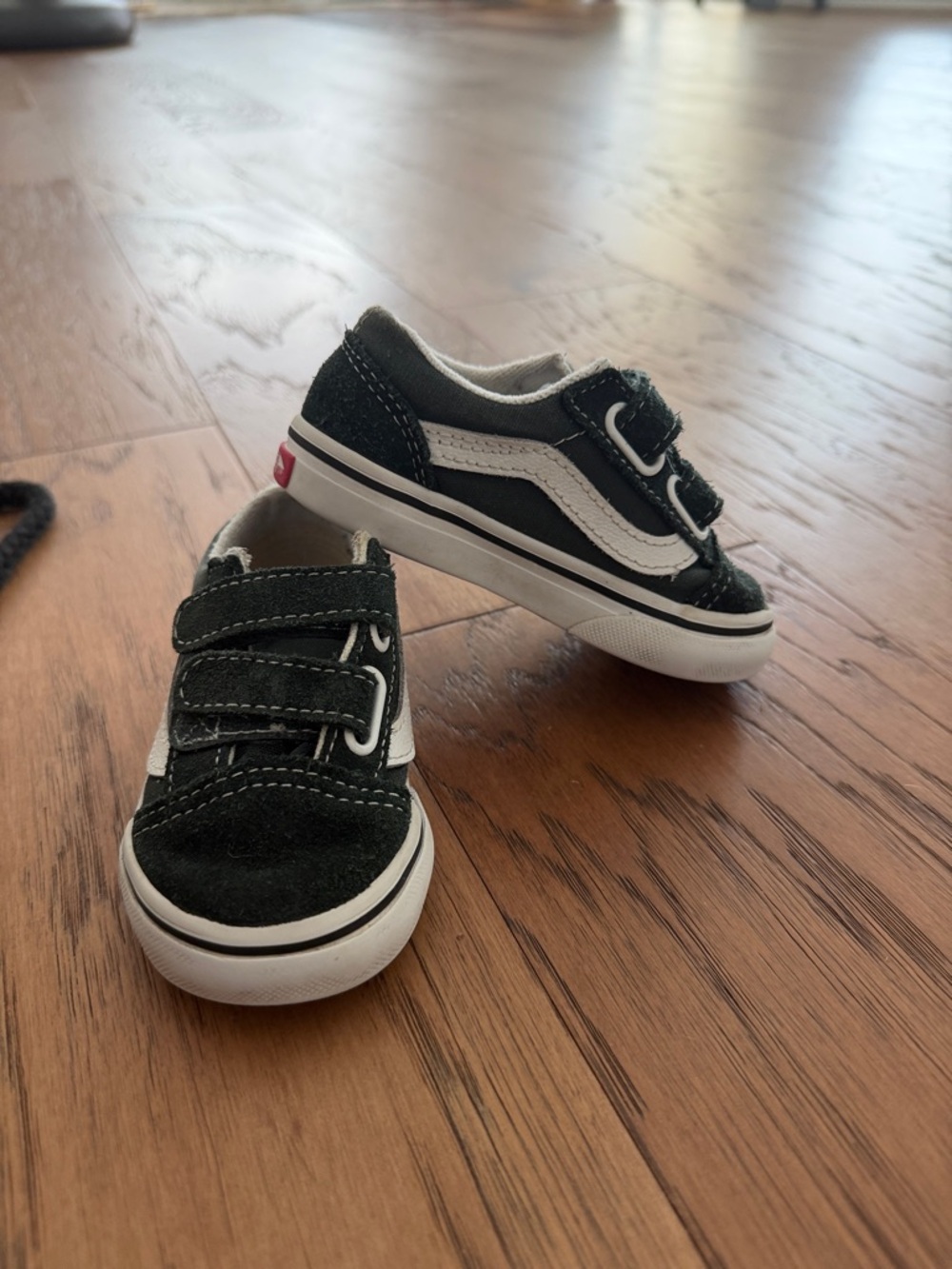 Vans Toddler Black & White Suede Velcro Shoes